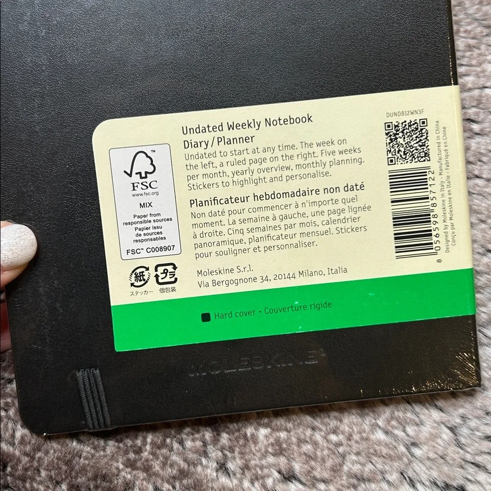 NWT Moleskine Classic Black Undated Notebook